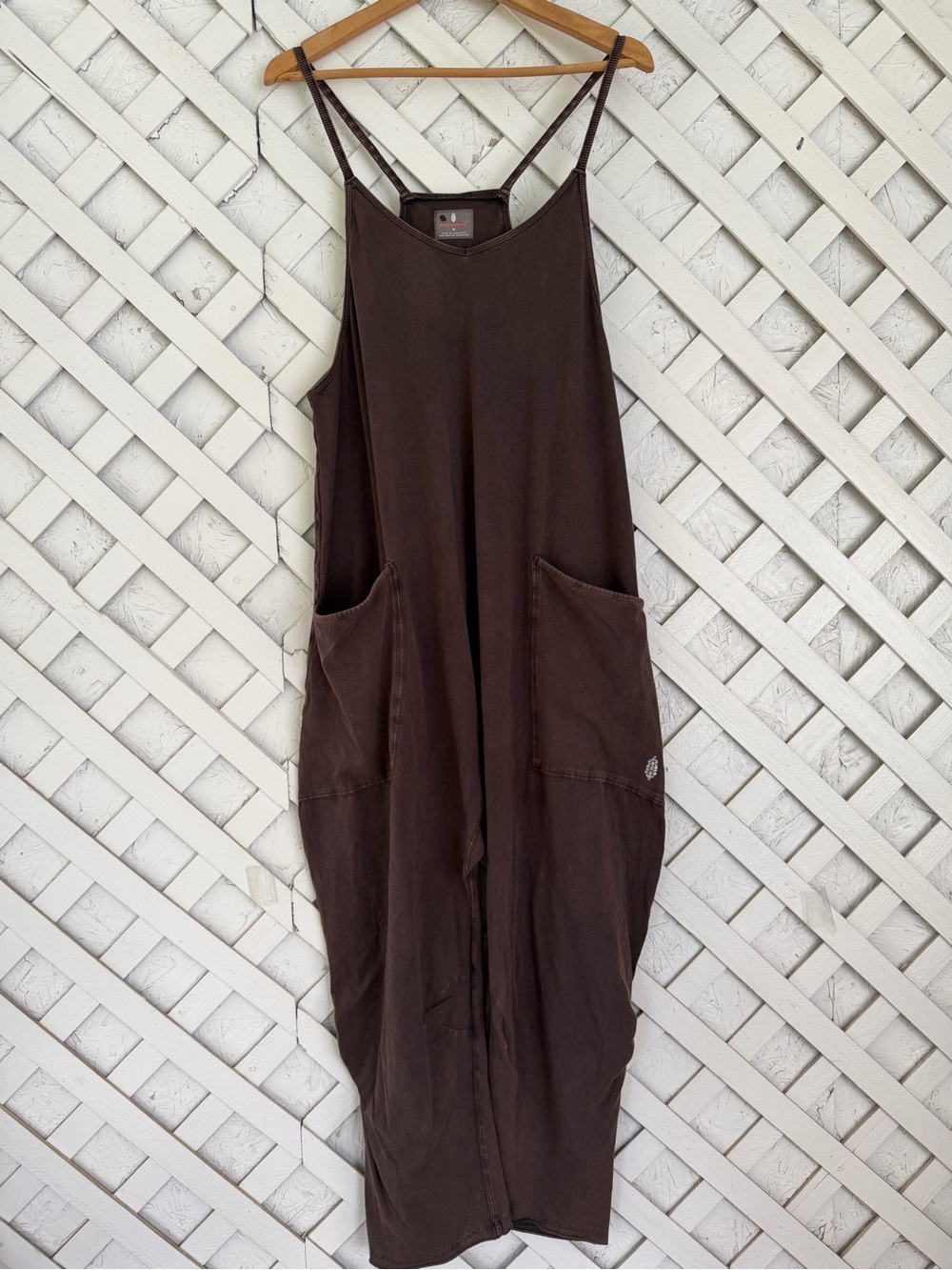 Free People Movement Women's Brown Hot Shot Pull On Scoop Jumpsuit Onesie Size M